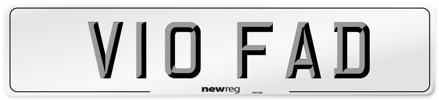 V10 FAD Number Plate from New Reg
